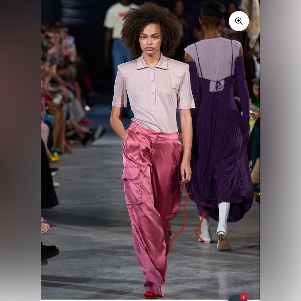Tibi Shiny Nylon Pleated Stella Cargo Pant Rose 2 - Picture 2 of 4